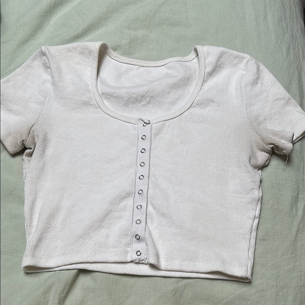 Women's White Button-Up Top